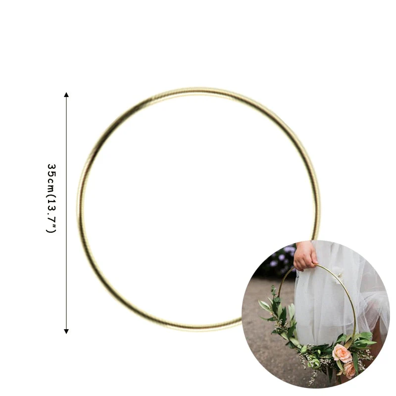 HULIANFU Wedding Decoration 10-40cm Rattan Wreath Metal Hoop Wreath Decor Floral Hoop Christmas Decor for Home Hanging Artificial Flower - Deanwangkt