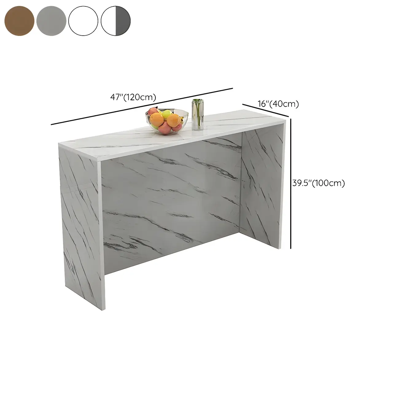 Living Room White Rectangular Wood Long Bar Table