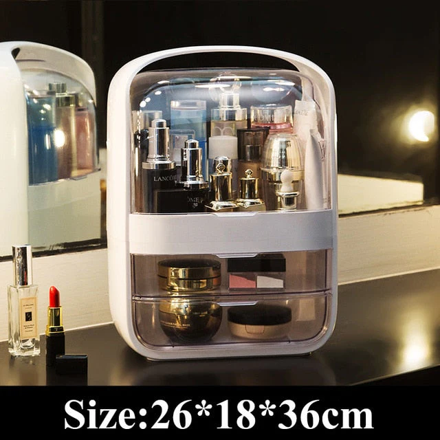 HULIANFU Large Capacity Makeup Organizer Cosmetic Storage Box Drawer Type Desktop Finishing Rack Dustproof Lipstick Beauty Mask Case - Deanwangkt