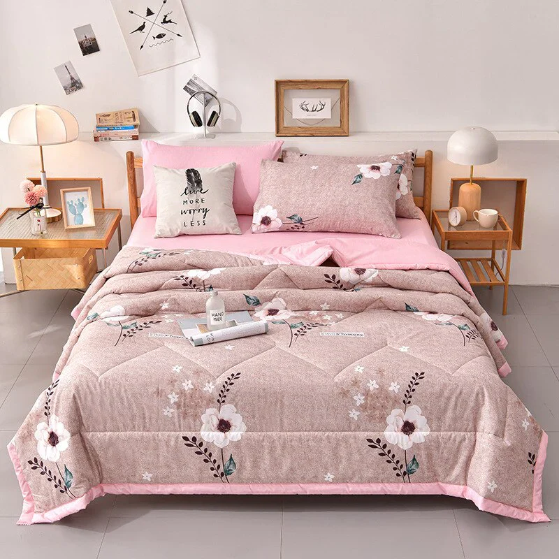 HULIANFU PEIDUO Simple Modern Air Condition Thin Blanket Summer Quilt Cotton Fluffy Plaid Blanket On The Bed Comfortable Comforter - Deanwangkt