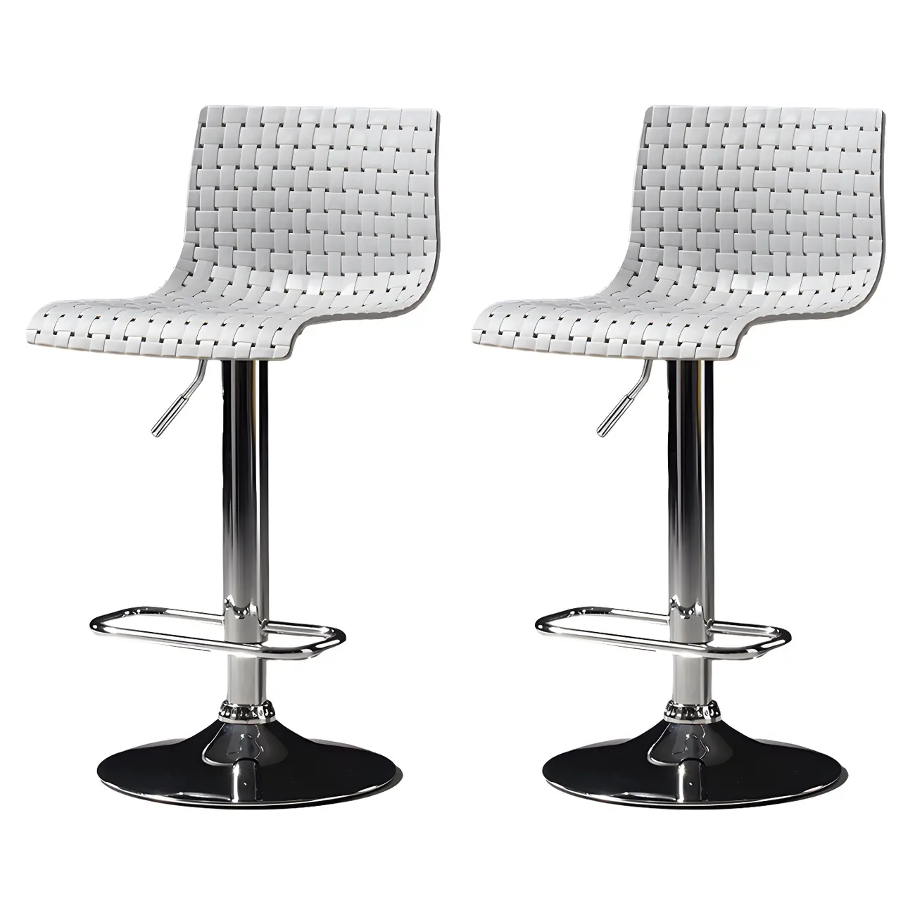 Modern Square Seat Plastic Rattan Adjustable Swivel Bar Stools