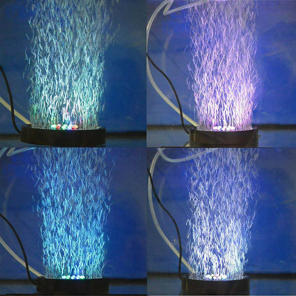 HULIANFU Underwater Submersible Fish Tank Light Color Changing LED Air Bubble Light Aquarium Air Bubble Lamp Making Oxygen for Fish Tank - Deanwangkt