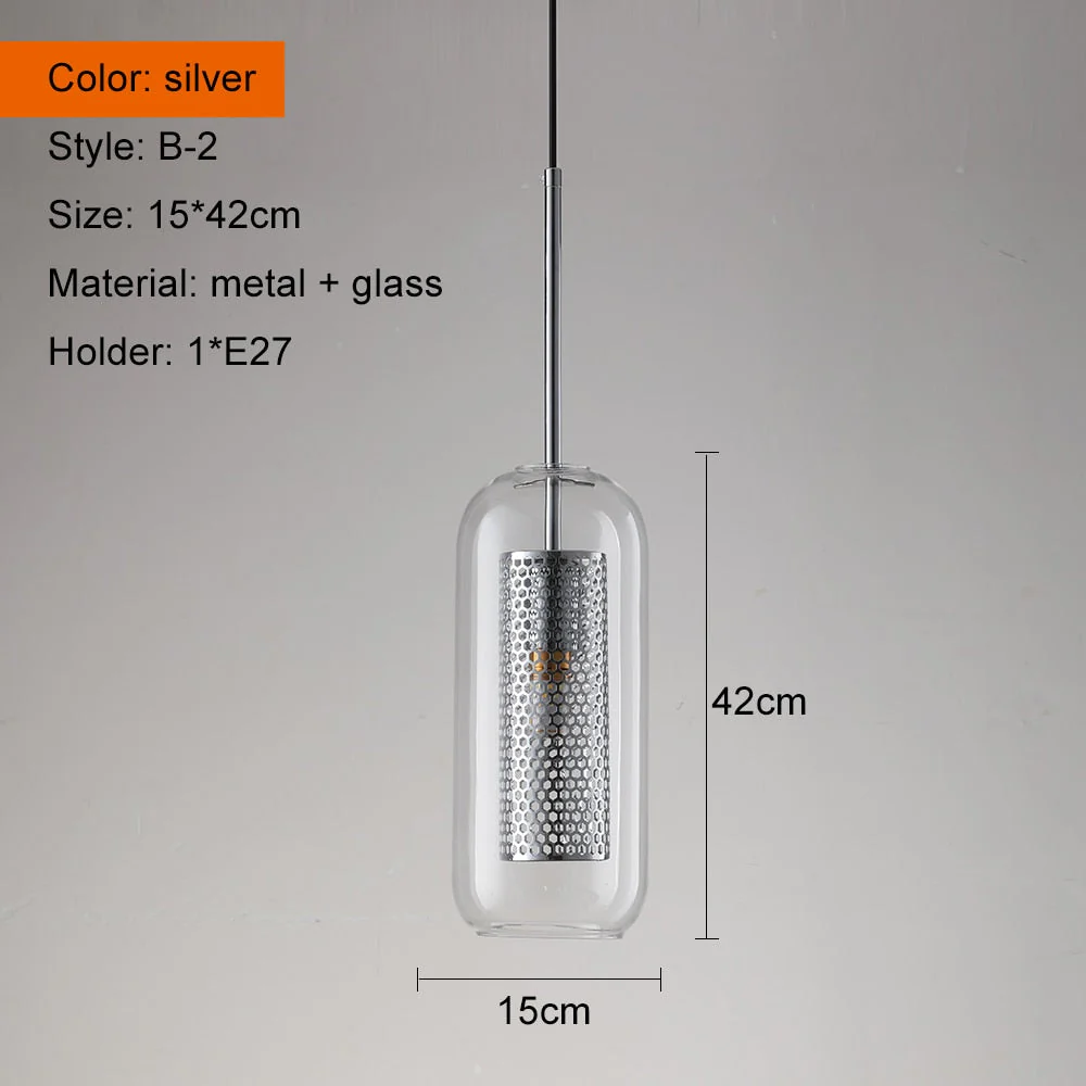 HULIANFU Sliver Bronze Loft Modern Pendant Light Glass Ball Hanging Lamp Kitchen Light Fixture Dining Hanglamp  Living Room Luminaire - Deanwangkt
