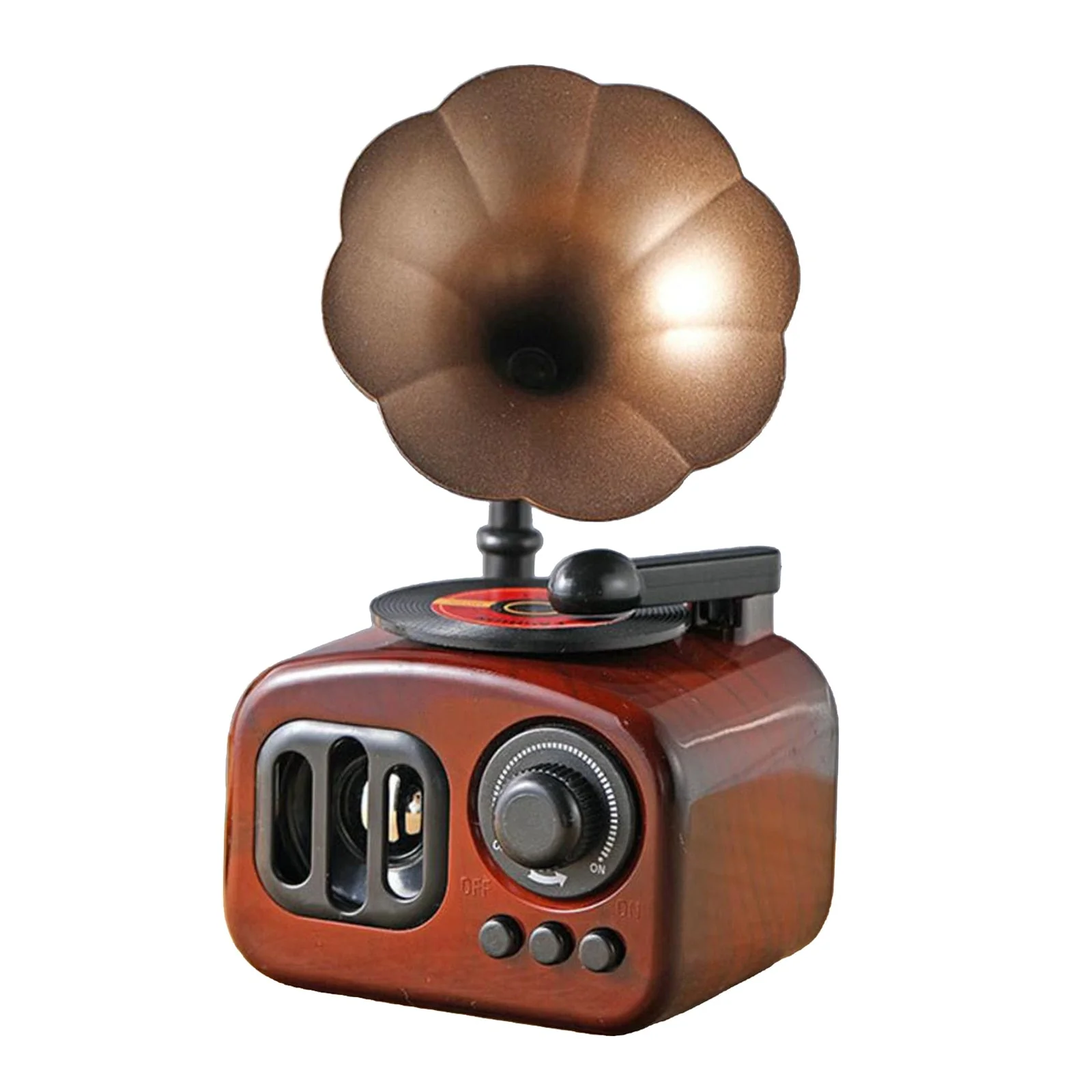 HULIANFU Retro Phonograph Shape Music Box Classical Art Decor Music Box Crafts Gift Home Decoration Antique Vintage Decor - Deanwangkt