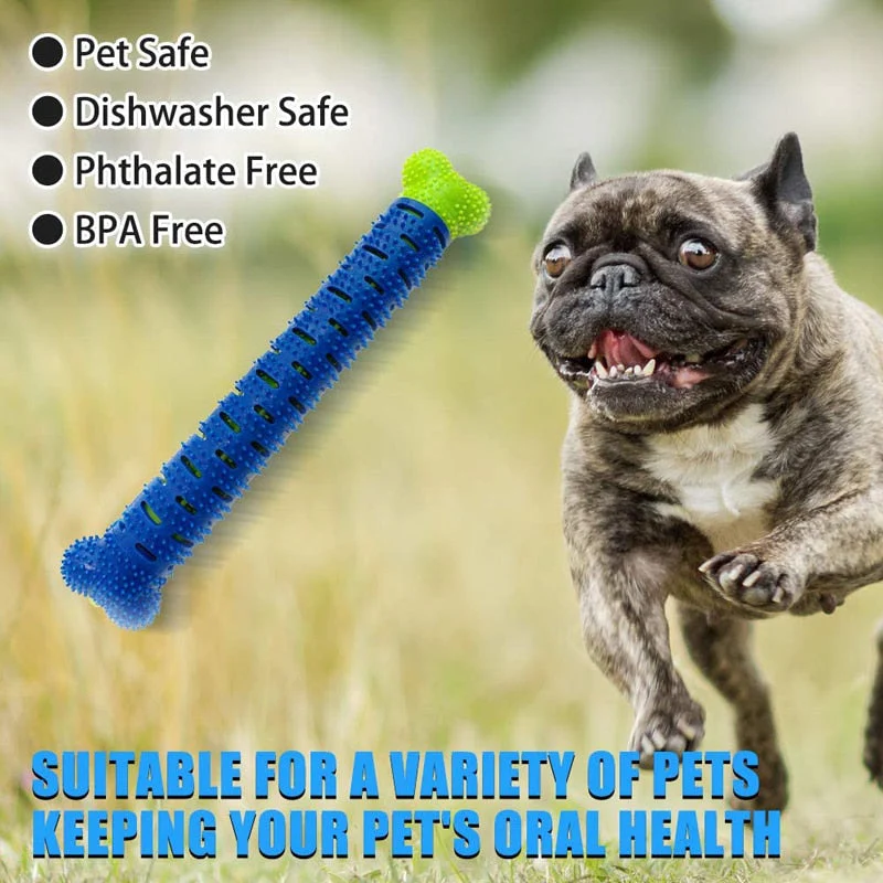 HULIANFU Puppy Brush Dog Toothbrush Chew Toy Stick Cleaning Massager Pet Teeth Cleaning Toys Multifunctional Silicone Doggy Dental Care - Deanwangkt