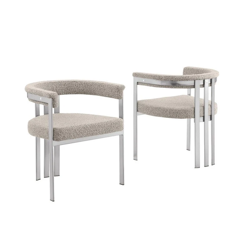 Best Quality Furniture Matte Brushed Chrome Dining Chairs (Set of 2) - N/A