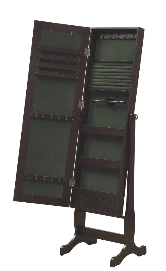 Jewelry Mirror Cheval in Dark Cappuccino Finish
