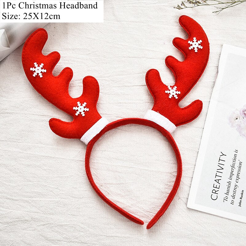 HULIANFU 2026  LuanQI Christmas Headbands for Children Adult Hair Band Red Christmas Santa Claus Snowman Antlers Headband Xmas Decoration Gifts - Deanwangkt