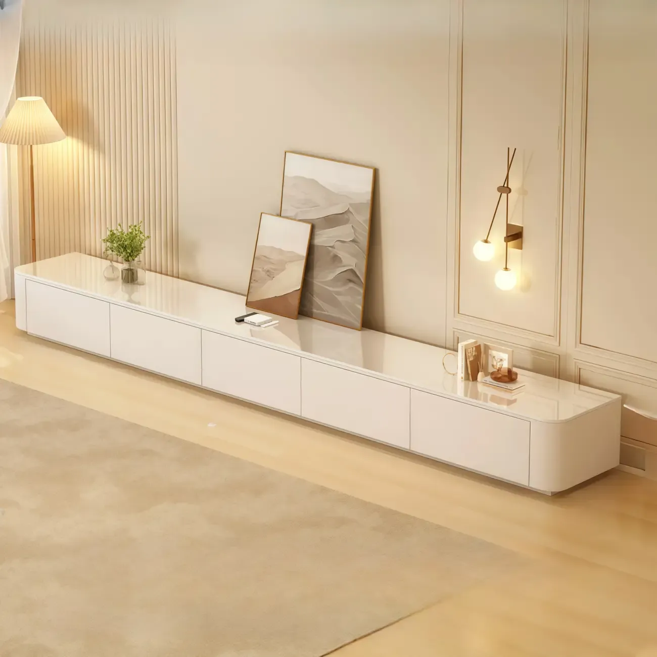 63 Sintered Stone Top Long TV Stand with Cable Management