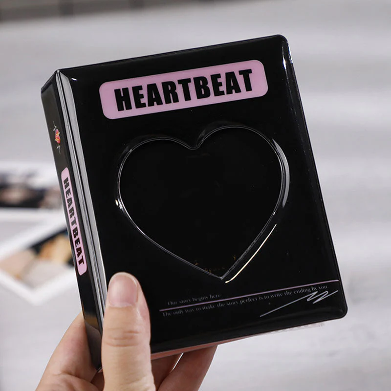 HULIANFU Kpop Card Binder 3inch Photo Album Hollow Love Heart Model Photocard Holder Plaid Album Instax Mini Album For Cards Collect Book - Deanwangkt