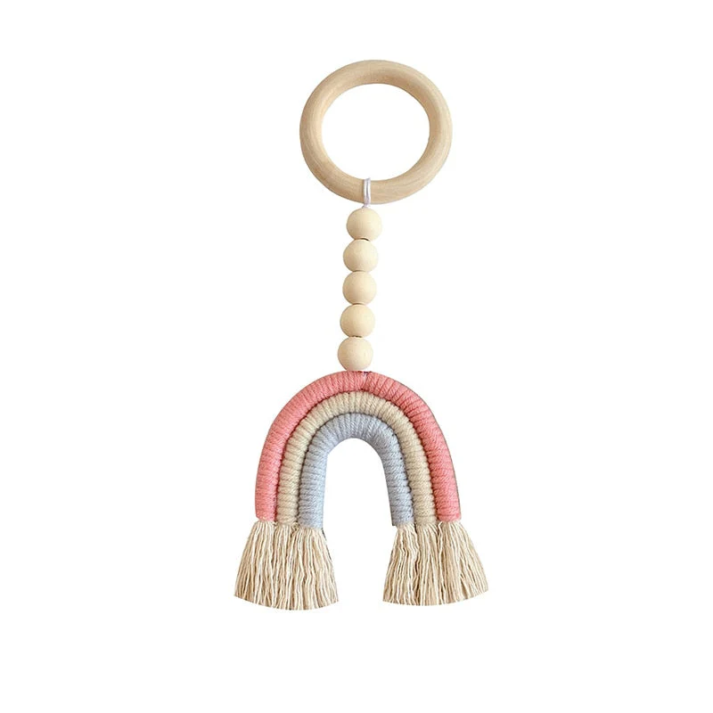 HULIANFU Macrame Rainbow Wall Hanging Decoration Boho Home Decor Party Supplies Baby Shower Dorm Kid Room Bead Tassels Ornaments - Deanwangkt