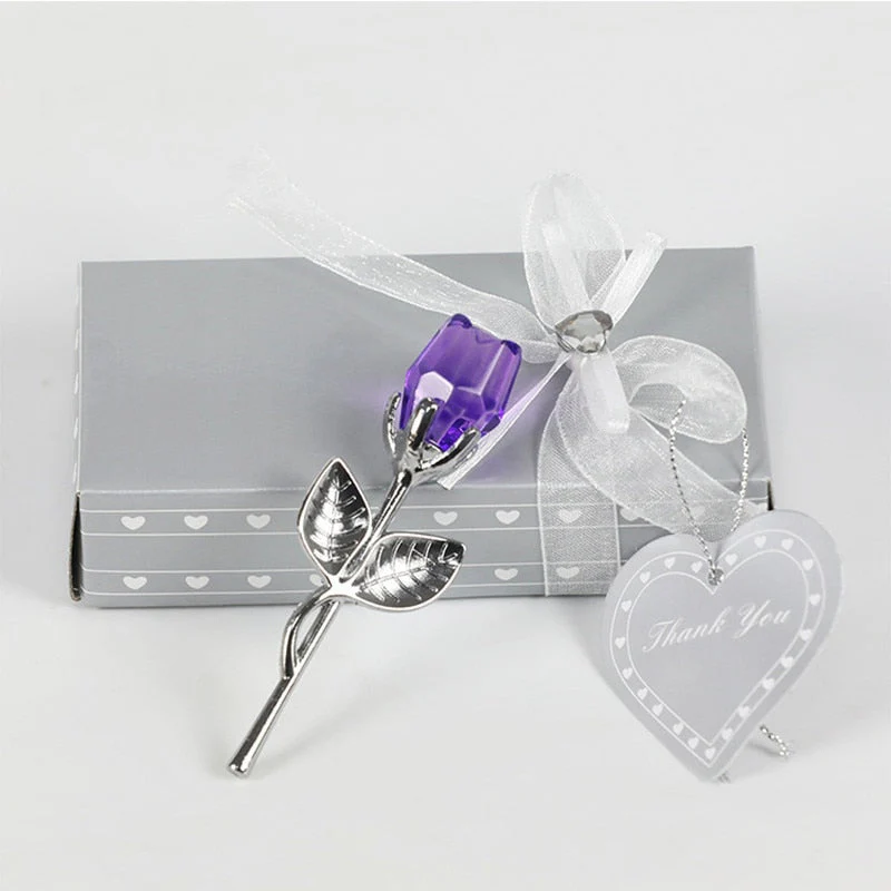HULIANFU Valentines Day Gift Crystal Glass Rose Artificial Flower Silver Gold Rod Rose Flower for Girlfriend Wedding Gifts for Guest - Deanwangkt