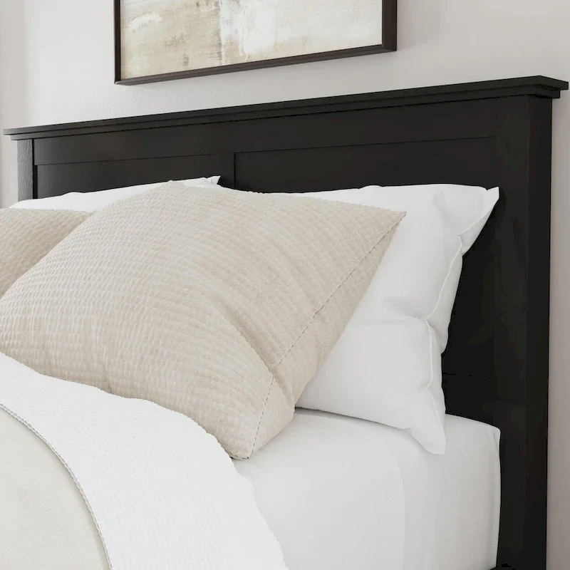 Oak Park 2 Piece Black Wood Queen Bed and Nightstand Set by Homestyles