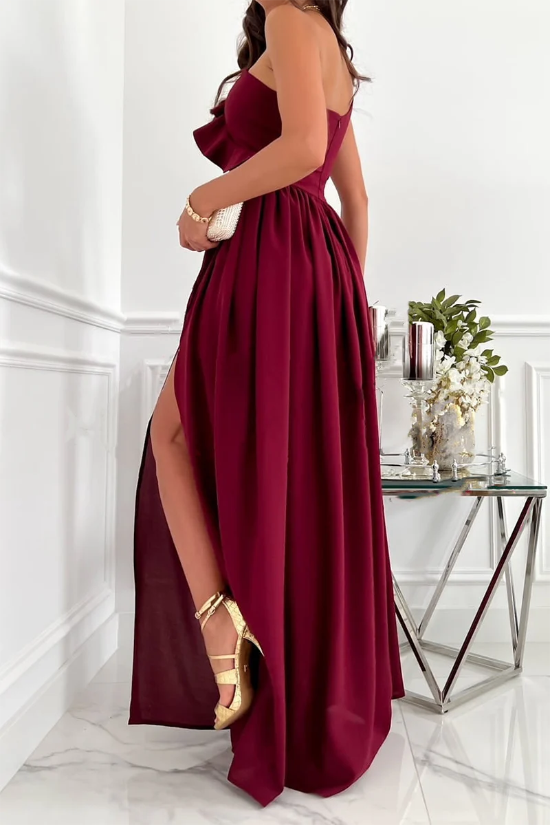 hulianfu Casual Solid Flounce One Shoulder Cake Skirt Dresses(6 colors) - Deanwangkt