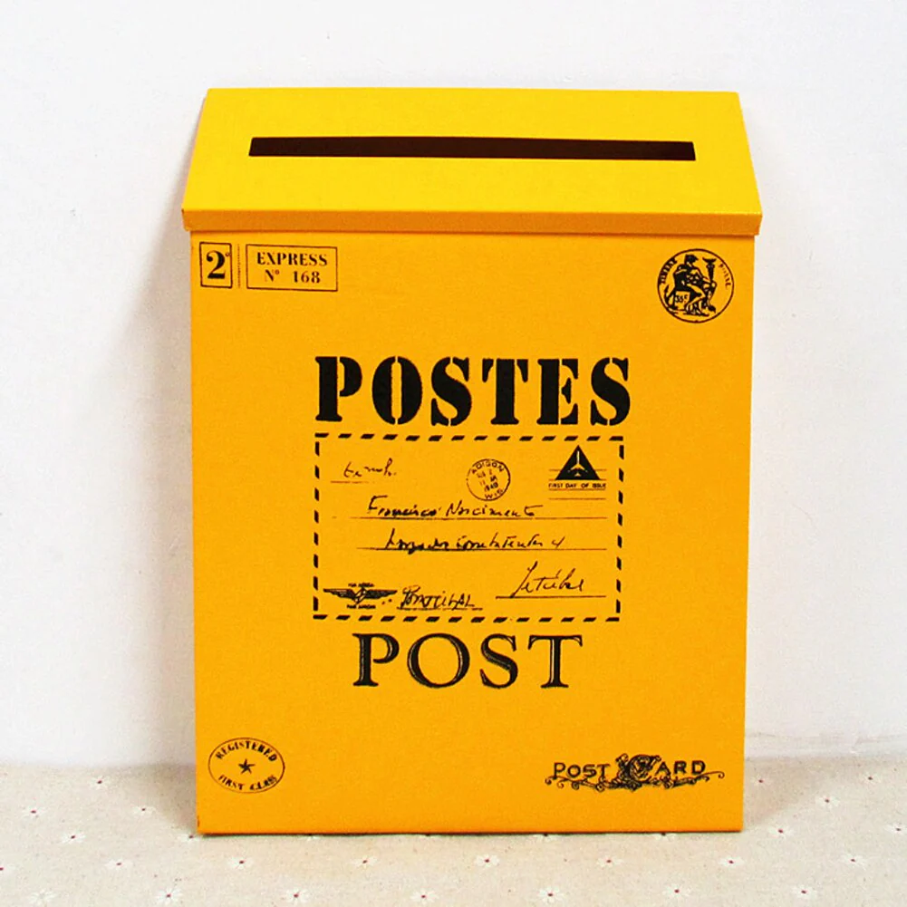 HULIANFU Retro Metal Mailboxes Wall Mounted Mail Box Mailbox Bucket Newspaper Letter Box Post Garden Decoration Garden Supplies - Deanwangkt