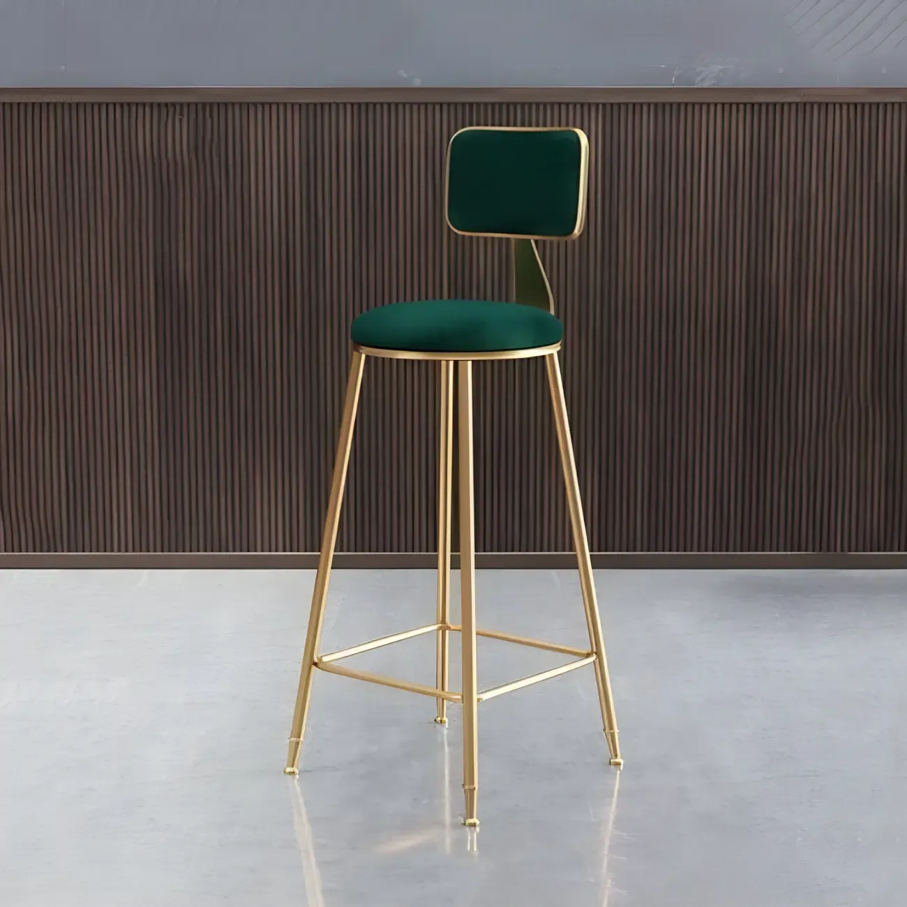 Round Velvet Upholstered Counter Bar Stools