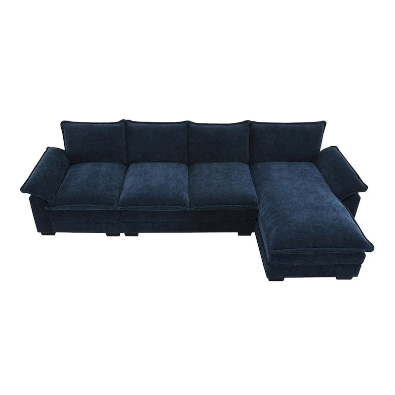 Harper&Bright Designs Modern L-shaped Chenille Cloud Sofa with Double Seat