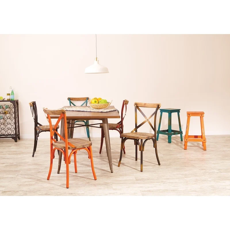 Somerset X Back Antique Metal Dining Chair