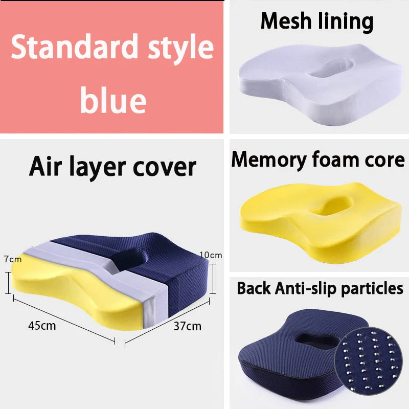 HULIANFU Memory Foam Seat Cushion Orthopedic Pillow Office Chair Cushion Lumbar Cushions Car Seat Butt Hemorrhoid Coccyx Vertebra Sets - Deanwangkt