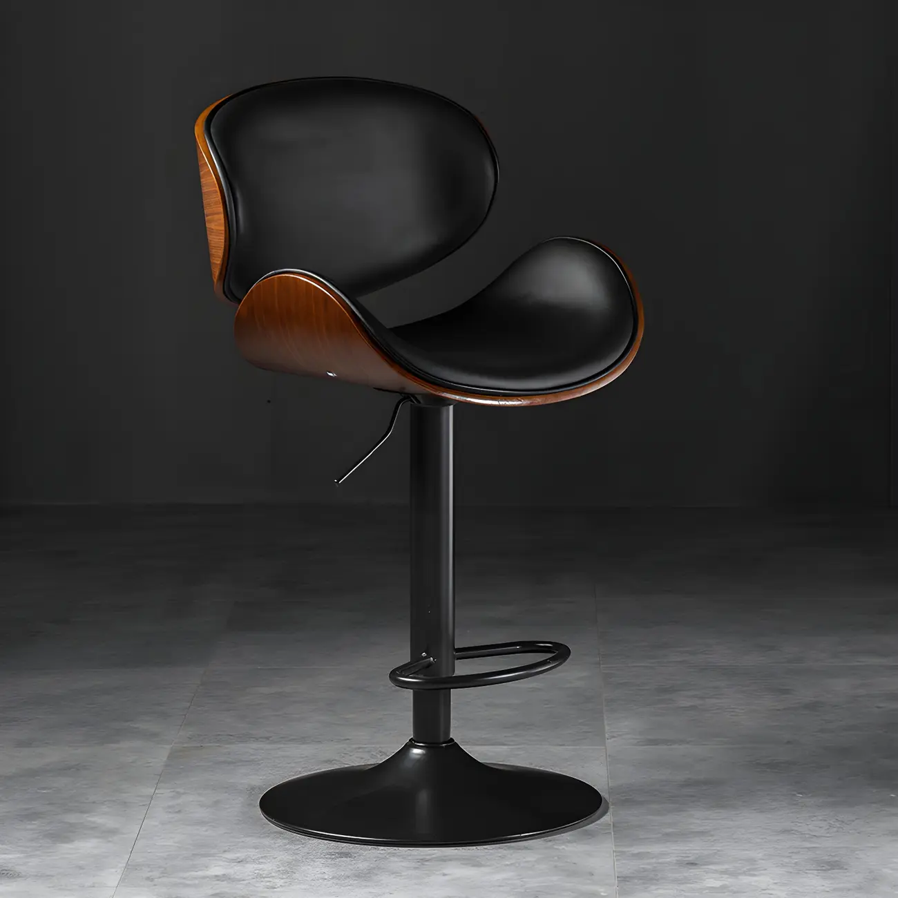 Modern Adjustable Leather Swivel Bar Stools with Backs