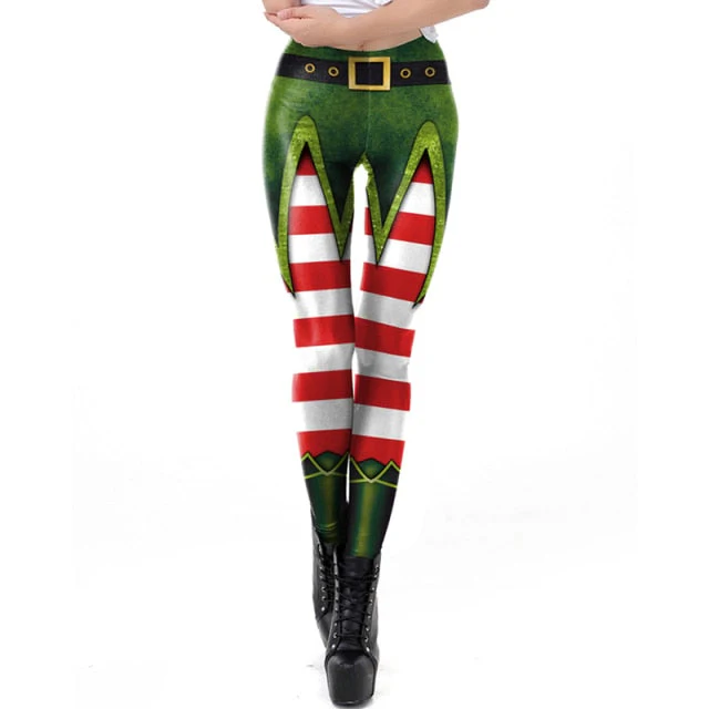 Women Leggings Fashion 3D Digital Printing Christmas Leggings Funny Sexy Printed Elastic Christmas Skinny Leggings Gothic - Deanwangkt