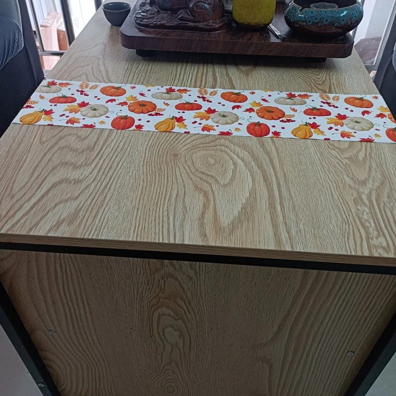 HULIANFU Thanksgiving Table Runner Pumpkin Maple Leaves Halloween Kitchen Dining Table Decoration Christmas For Outdoor Home Party Decor - Deanwangkt