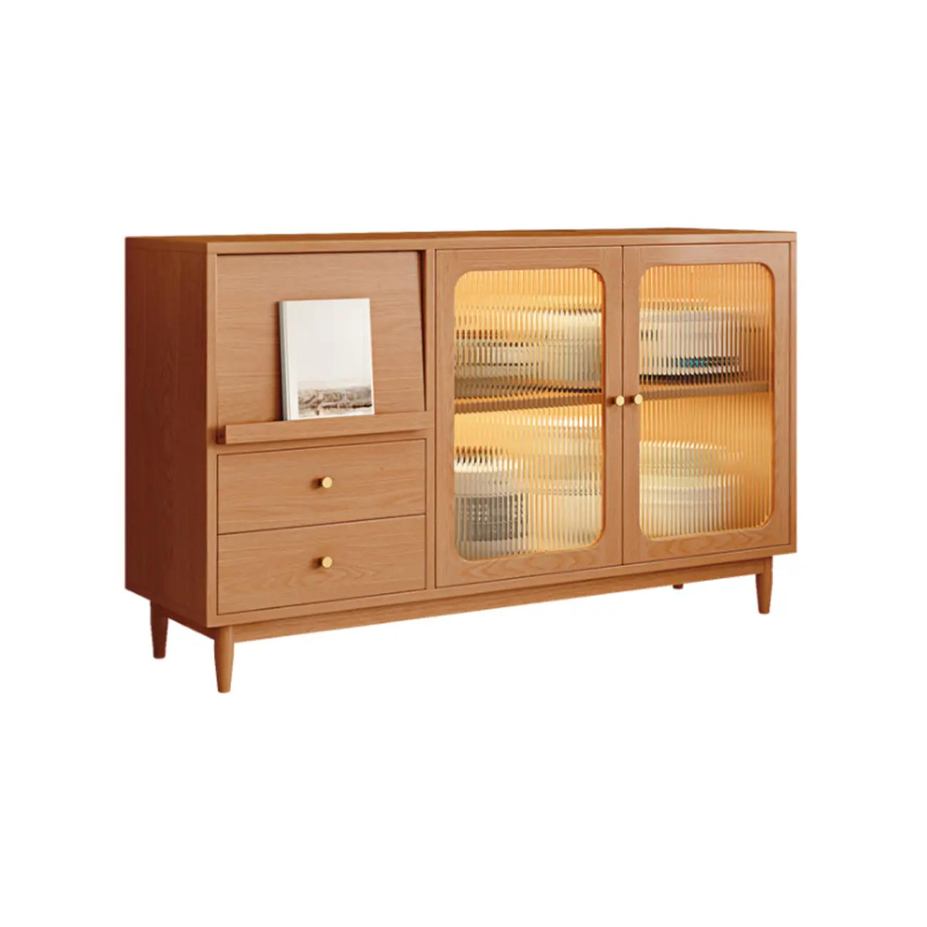 Natural Finish Rubberwood Sideboard with Drawers
