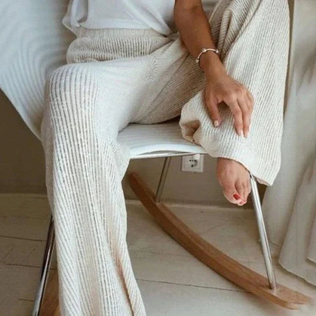 Fitshinling Casual Leisure Wide Leg Pants Women Winter Clothing 5XL Plus Size Trousers Fashion Solid Basic High Waist Pantalones - Deanwangkt