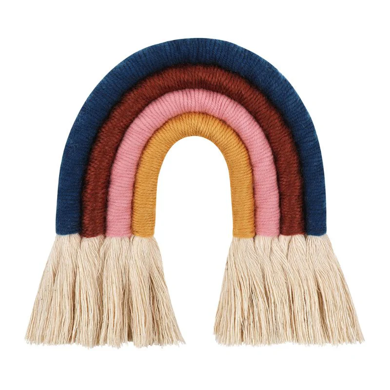 HULIANFU Macrame Rainbow Wall Hanging Decorative Colored for Boho Home Decor, Party Supplies, Baby Shower, Nursey Dorm Room - Deanwangkt