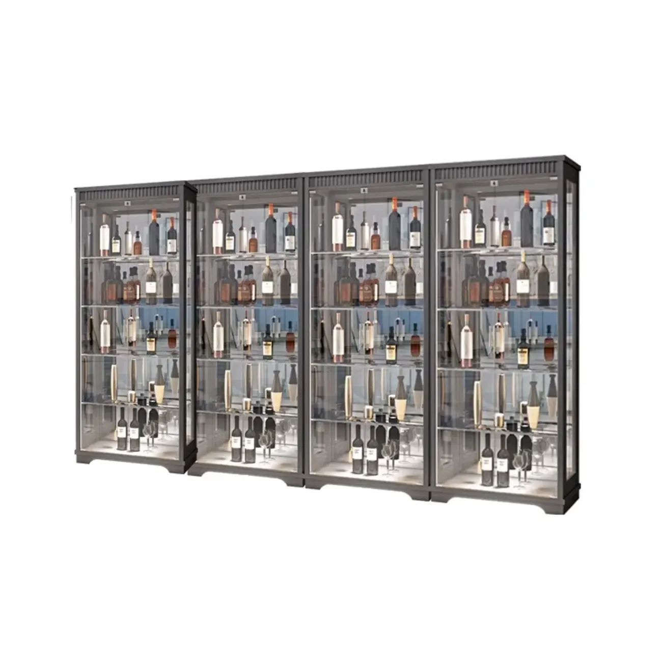 Modern Natural Wood Wine Rack with Glass Shelf