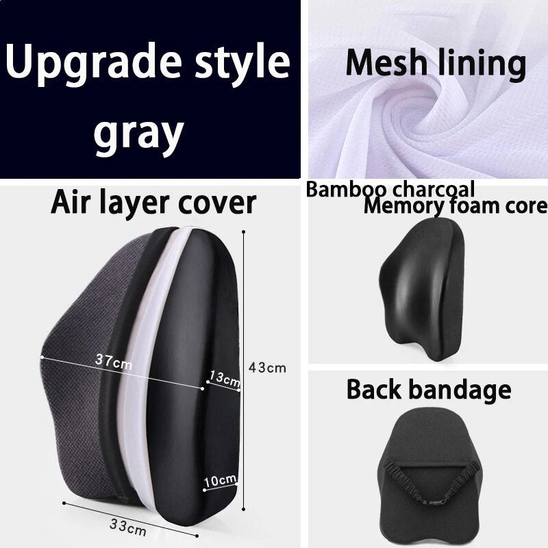 HULIANFU Memory Foam Seat Cushion Orthopedic Pillow Office Chair Cushion Lumbar Cushions Car Seat Butt Hemorrhoid Coccyx Vertebra Sets - Deanwangkt