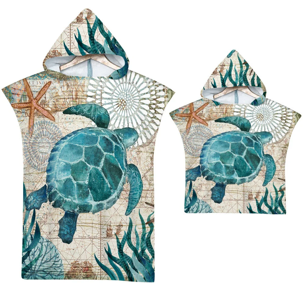 HULIANFU Sea Animals Hooded Beach Towel for Adult Kids Super Soft Childrens Beach Bath Towel Outdoor Poncho Bathrobe Towels - Deanwangkt