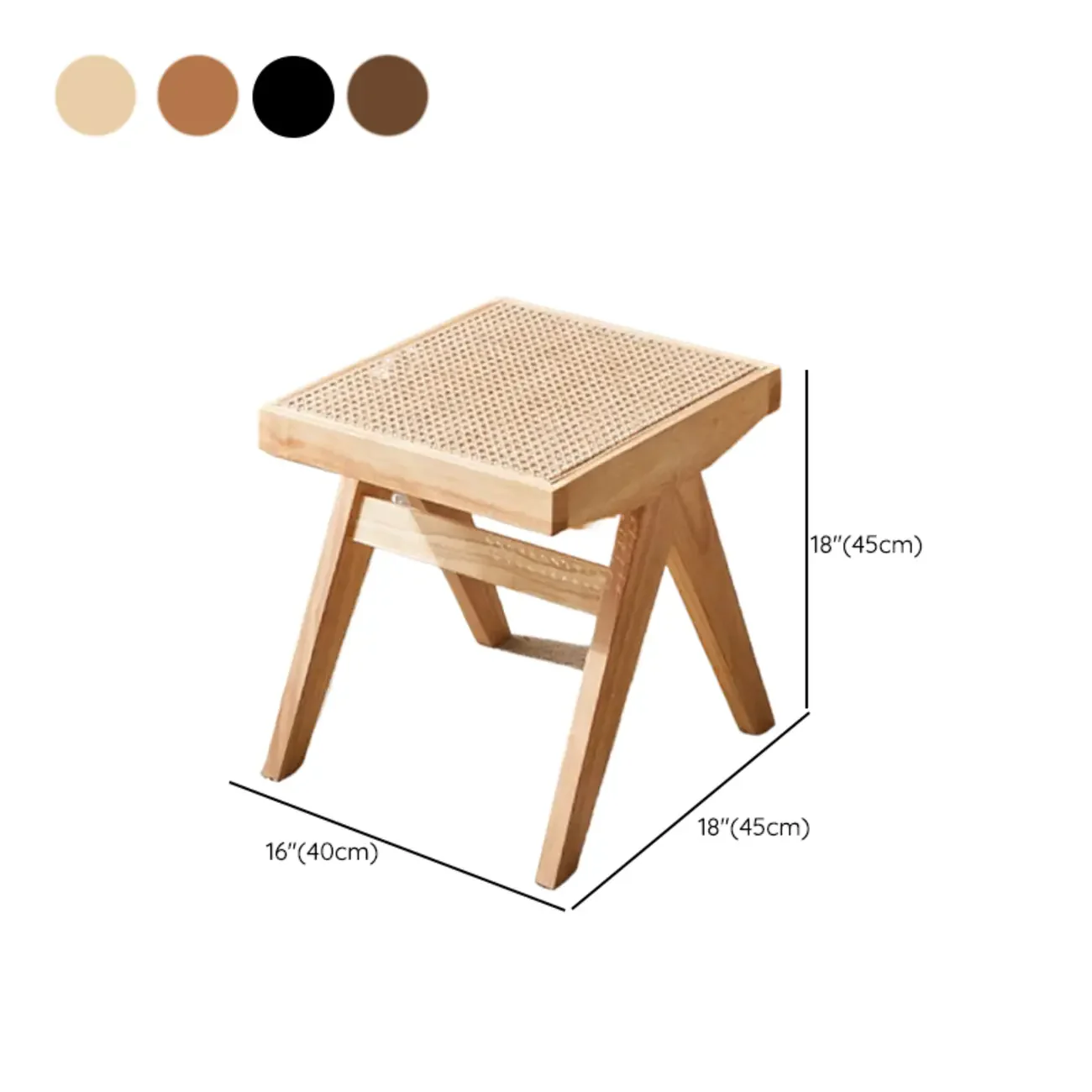 Elegant Rattan Top Finish Wooden Rectangular Cherry Benches