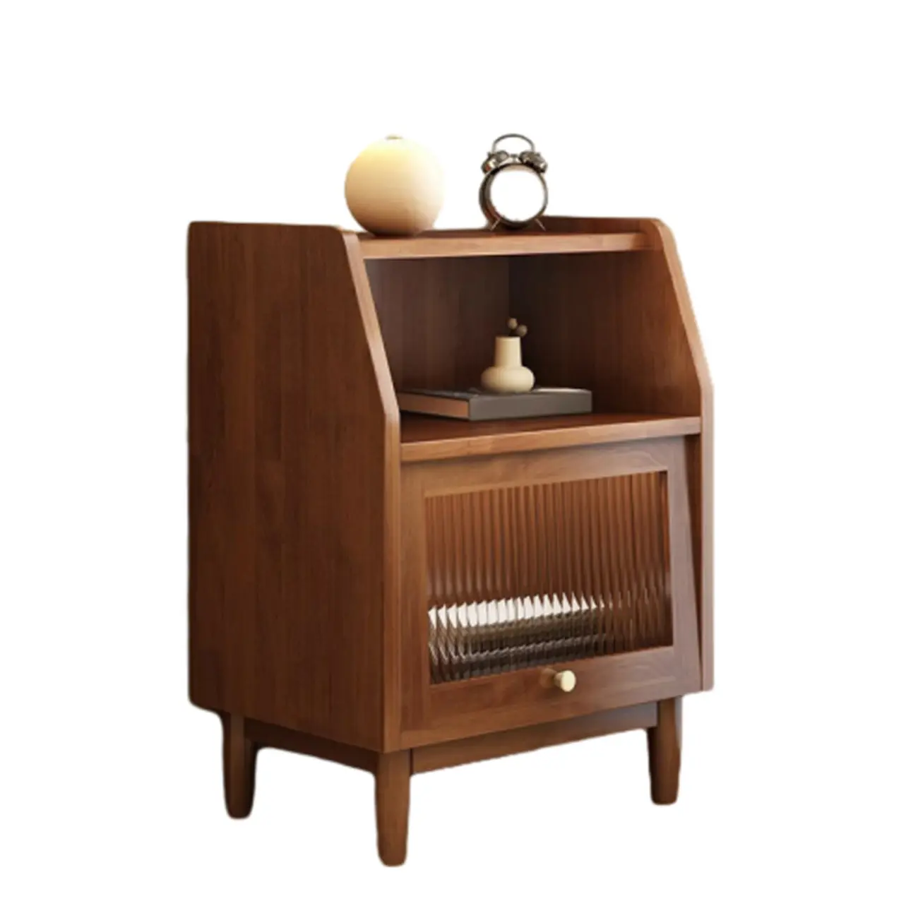 Scandinavian Natural Finish Flip-up Solid Wood Nightstand