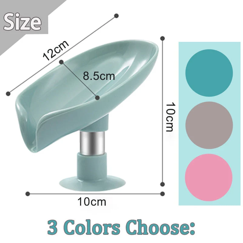 HULIANFU Leaf Shape Soap Box Drain Soap Holder Bathroom Accessories Suction Cup Soap Dish Tray Soap Dish for Bathroom Soap Container - Deanwangkt