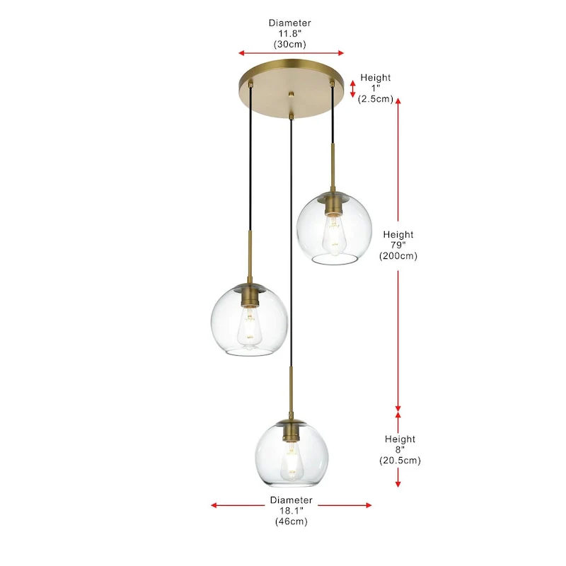 Elegant Lighting Baxter 3 Light 18  Wide Multi Light Pendant with
