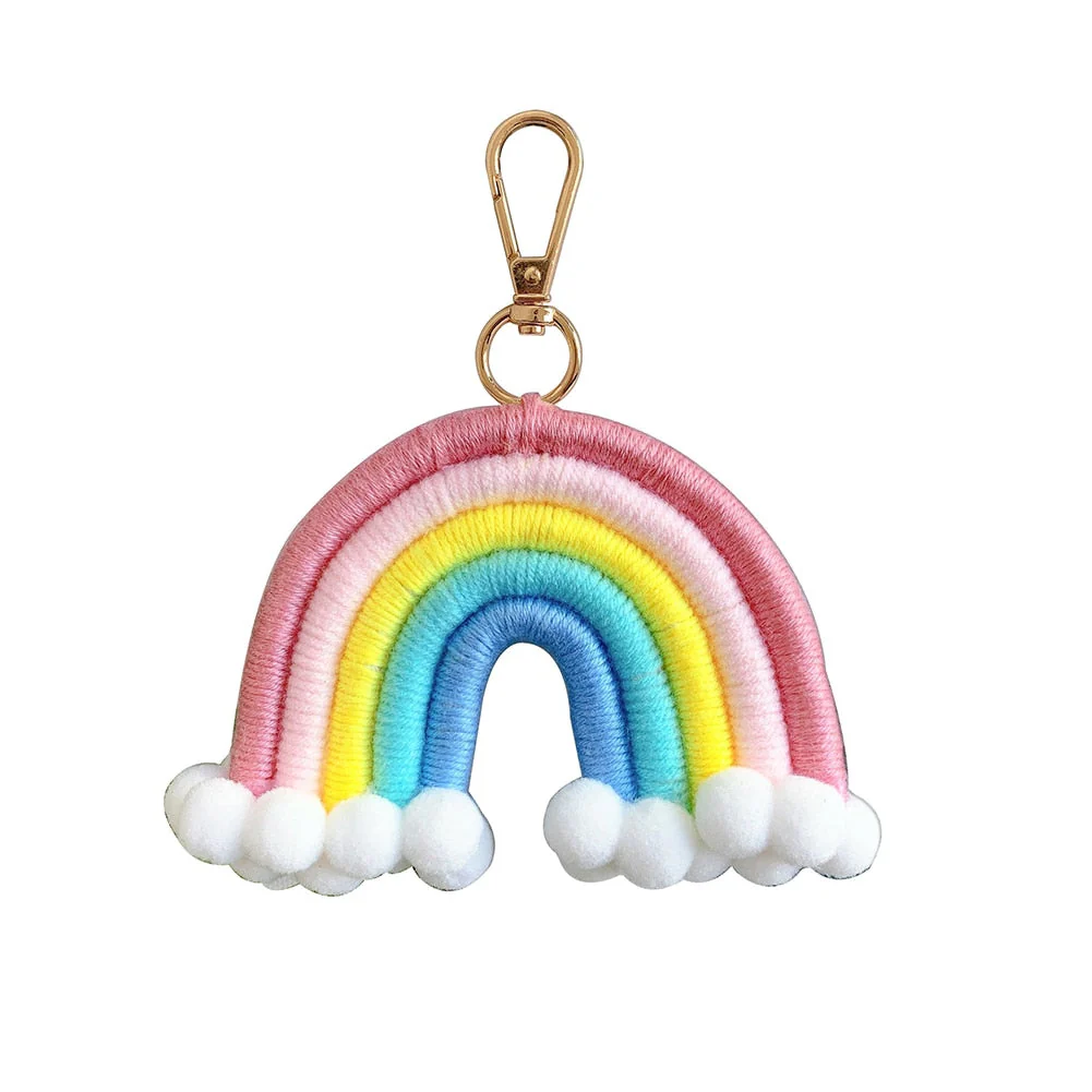 HULIANFU Macrame Rainbow Wall Hanging Decoration Boho Home Decor Party Supplies Baby Shower Dorm Kid Room Bead Tassels Ornaments - Deanwangkt