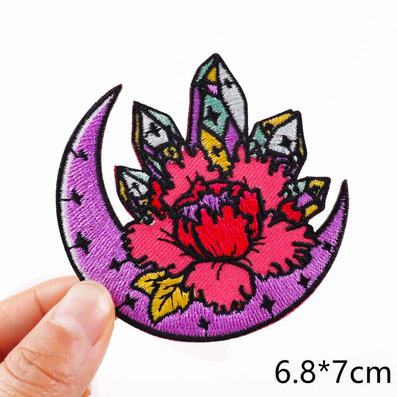 HULIANFU Van Gogh Embroidered Patches on Clothes DIY Cartoon Wave Applique Clothing Thermoadhesive Patches for Clothing DIY - Deanwangkt