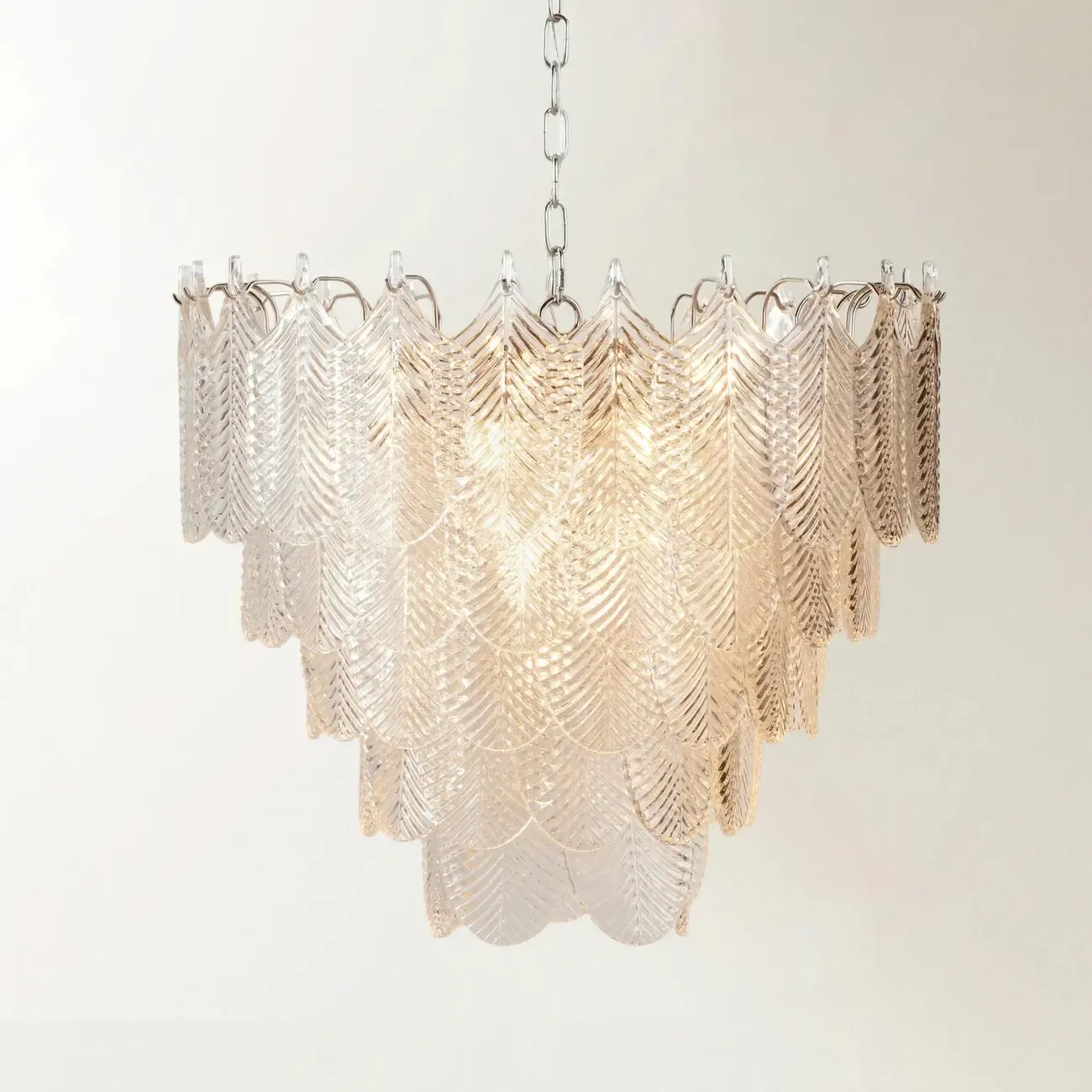 Elegant Leaf-Shaped Glass Crystal Chandelier