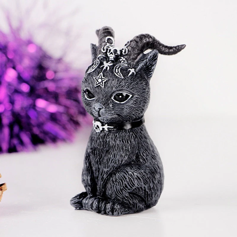 HULIANFU Resin Figure Wizard Figurines Black Magic Cat Ornaments Table Art Original Gifts Cute Miniatures Modern Room Decoration - Deanwangkt
