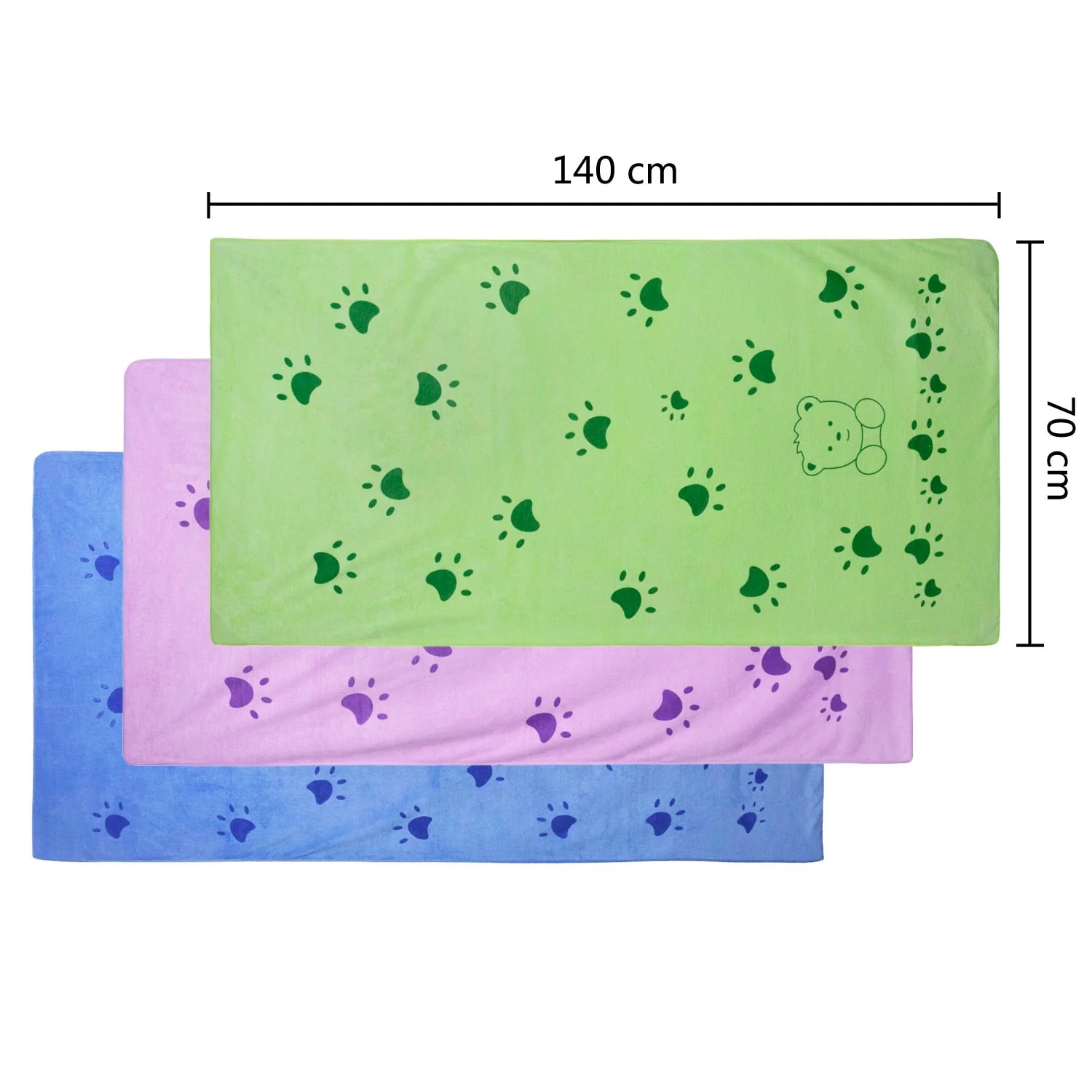 HULIANFU Legendog 1pcs Pet Bath Towel Footprint Printed Oversized Microfiber Towel Strong Absorbing Water Dog Bath Dry Towel Pet Supplies - Deanwangkt