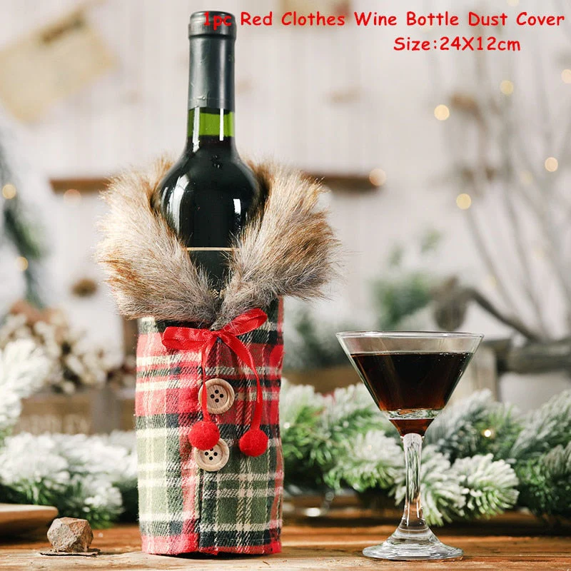 HULIANFU   Xmas Wine Bottle Dust Cover Noel Navidad Christmas Decoration for Home Dinner Decor Christmas Gift Tree Ornament New Year 2026 - Deanwangkt