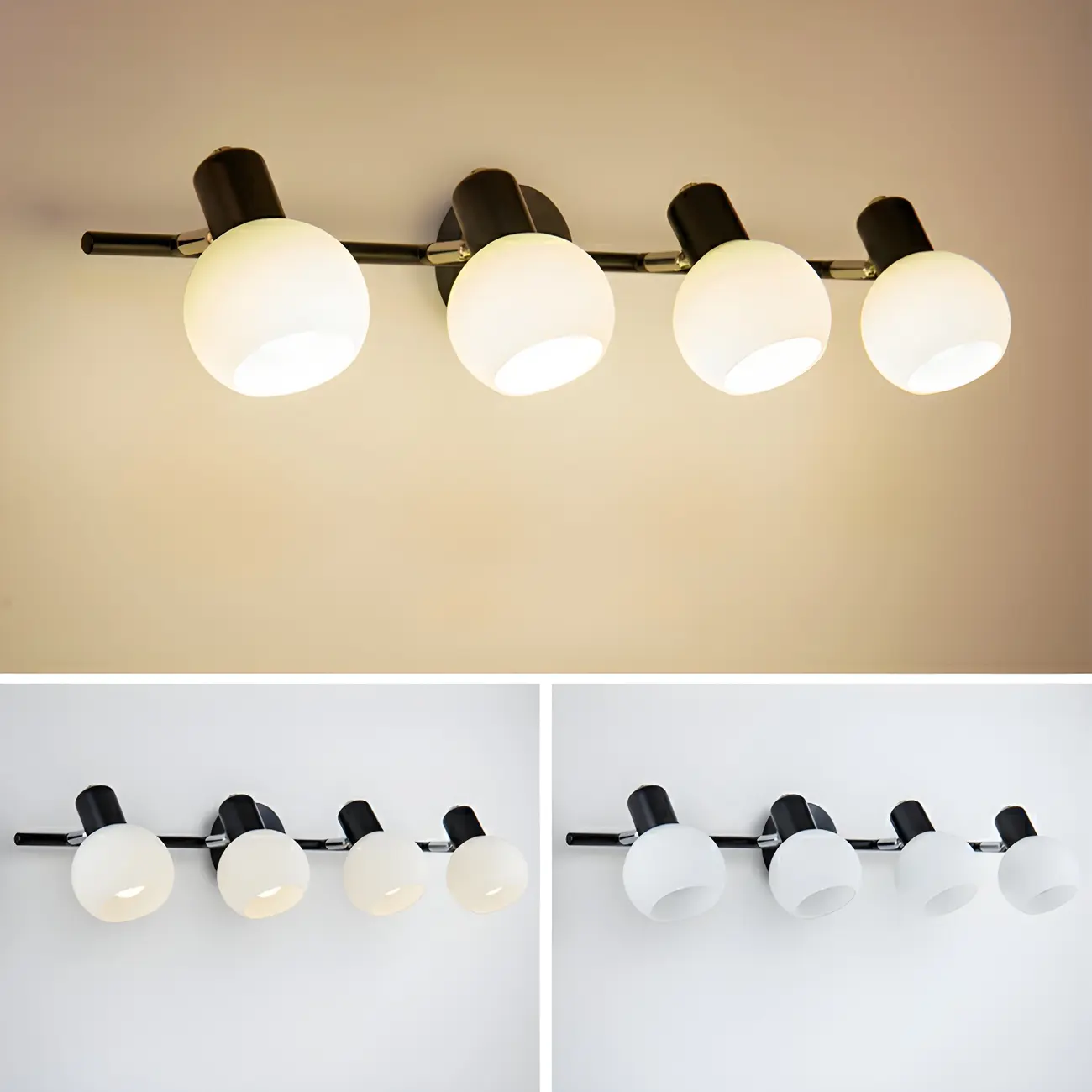 Modern Metal Black Glass Dome Bathroom Vanity Light