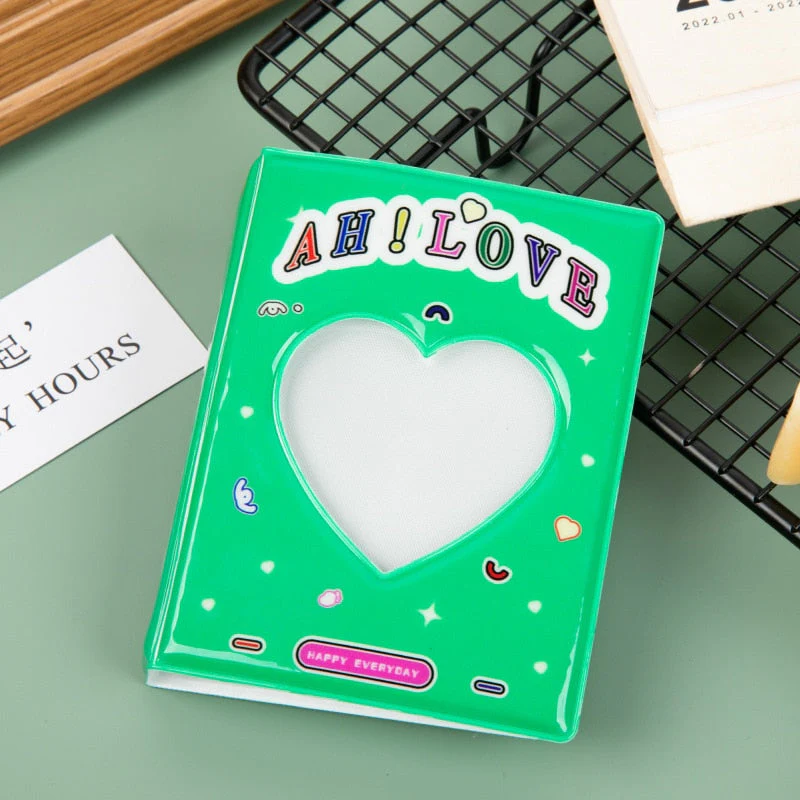 HULIANFU Kpop Card Binder 3inch Photo Album Hollow Love Heart Model Photocard Holder Plaid Album Instax Mini Album For Cards Collect Book - Deanwangkt