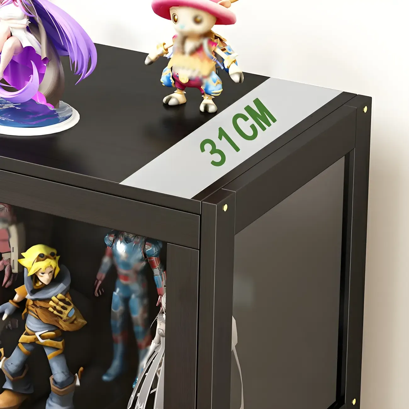 Living Room Modern Black Glass Figurine Display Cabinet