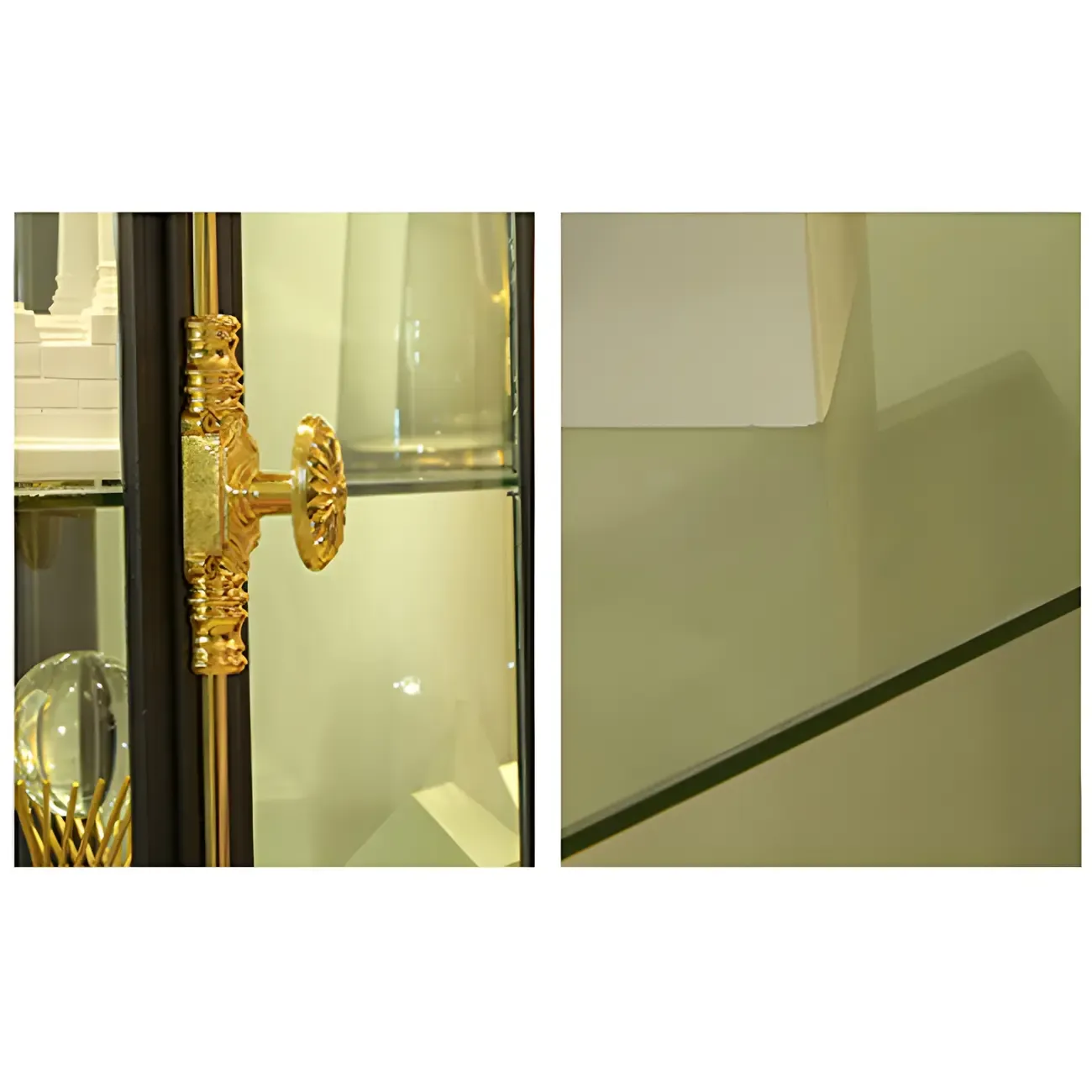 Glam Black Metal Frame Glass Curio Cabinet