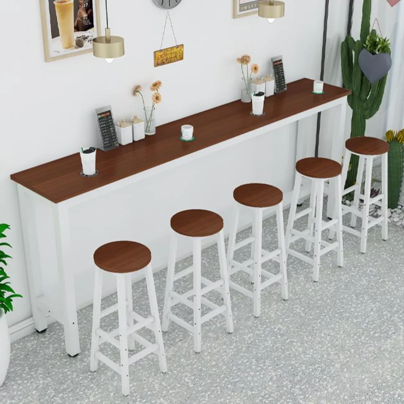 Modern White Metal Fixed Top Design Bar Tables