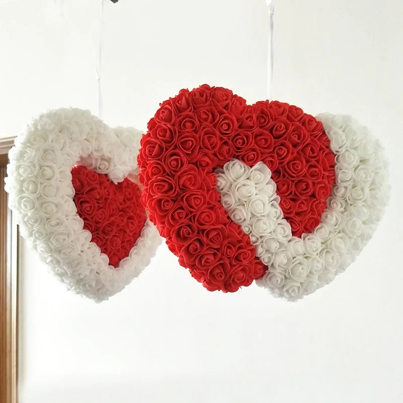 HULIANFU new product roses artificial flower wall wedding decoration rose flower Heart-shaped pendant - Deanwangkt