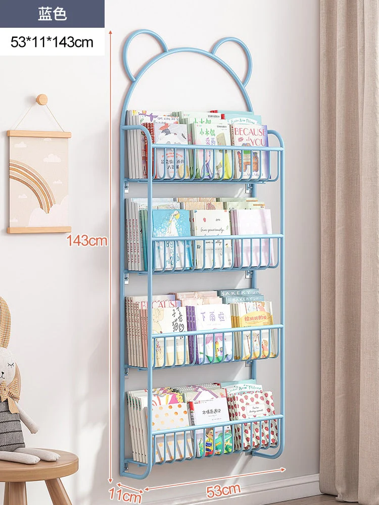 HULIANFU Simple Metal Bookshelf Iron Art Furniture Children  Picture Books Storage Rack Save Space Wall Hanging Shelf Bookcase Bedroom - Deanwangkt