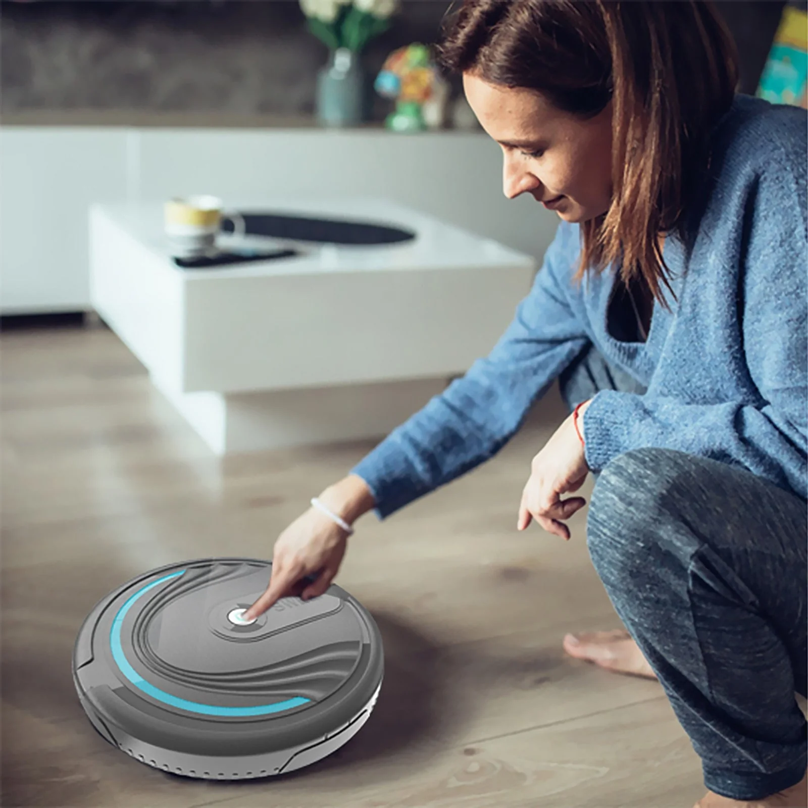 HULIANFU Robot Vacuum Cleaner-Multiple Cleaning Modes with Smart Sensor for Floor Auto Rechargeable Floor Sweeping Robot Dry Wet Cleaning - Deanwangkt
